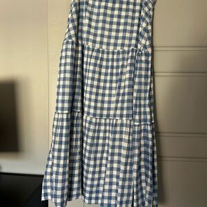 GAP Blue and White Gingham Tiered Dress